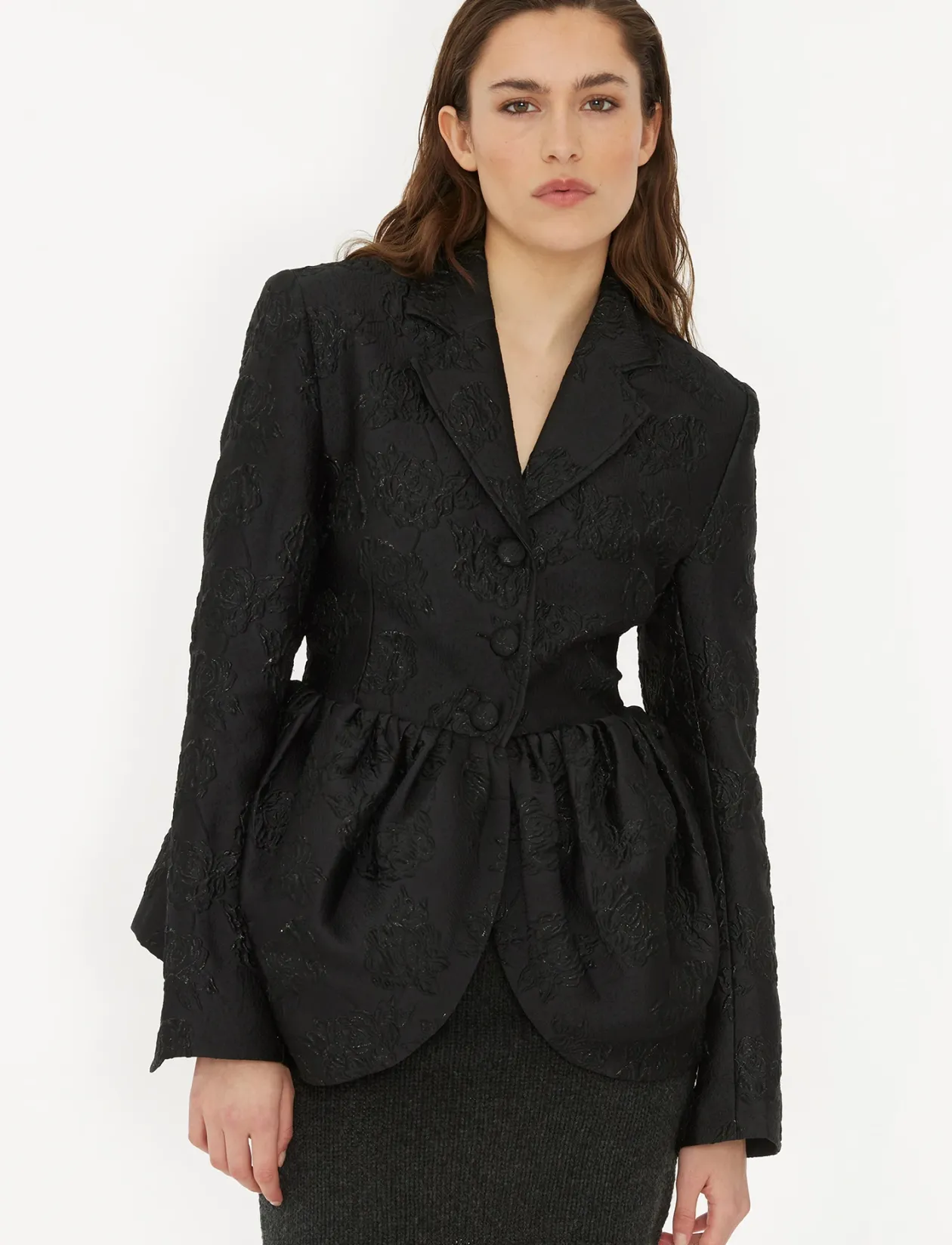 JACQUARD DRAPED BLAZER - Enkeltradede blazere