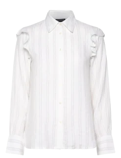 Jacquard Weave Ruffle Blouse - Langærmede bluser