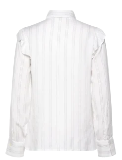 Jacquard Weave Ruffle Blouse - Langærmede bluser