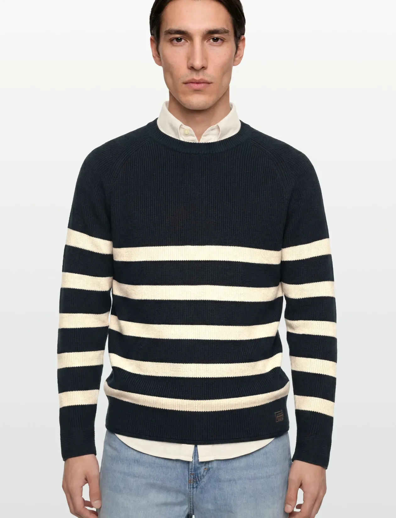 KALVINSI RIB STRIPE - Rund hals