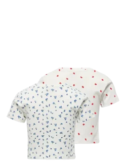 KOGBELLA LIFE SHT AOP S/S TOP JRS 2-PACK - Kortærmede