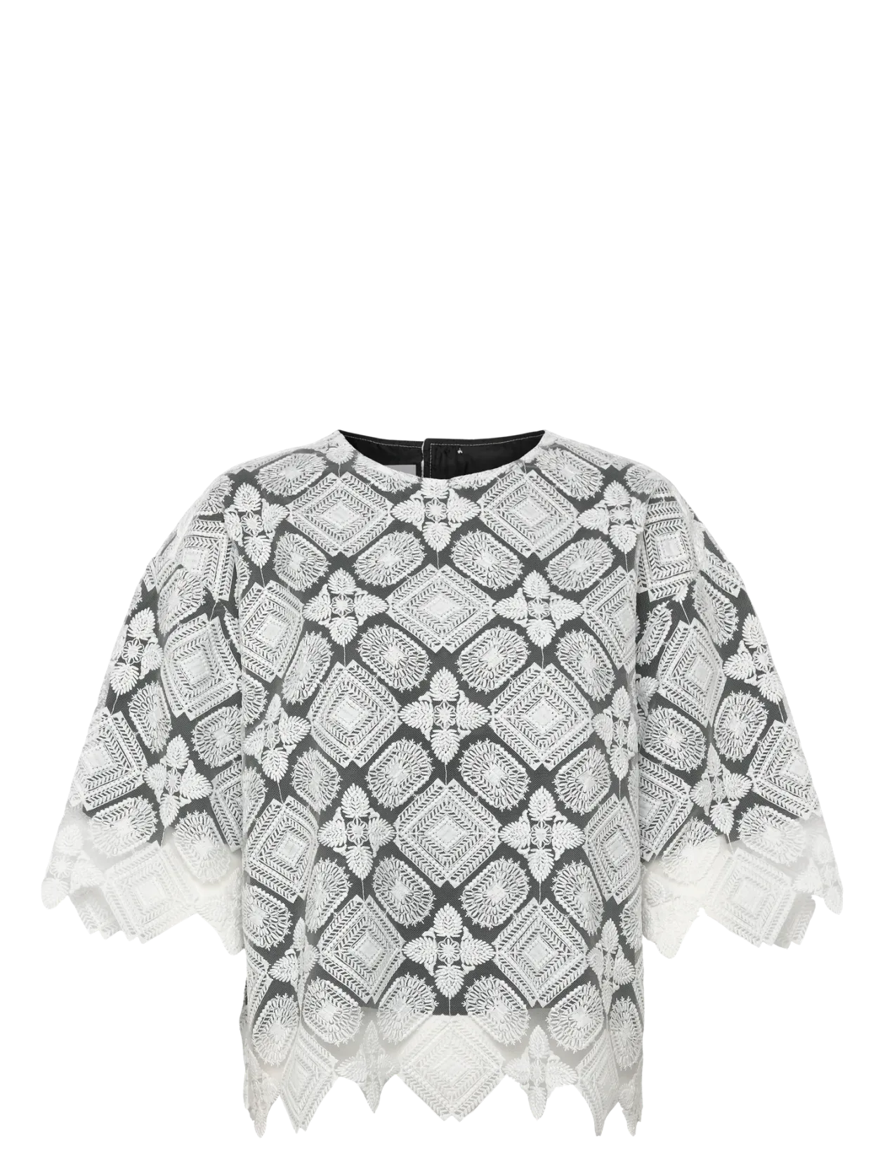 LEJSE BLOUSE WHITE EMBROIDERY - Kortærmede bluser