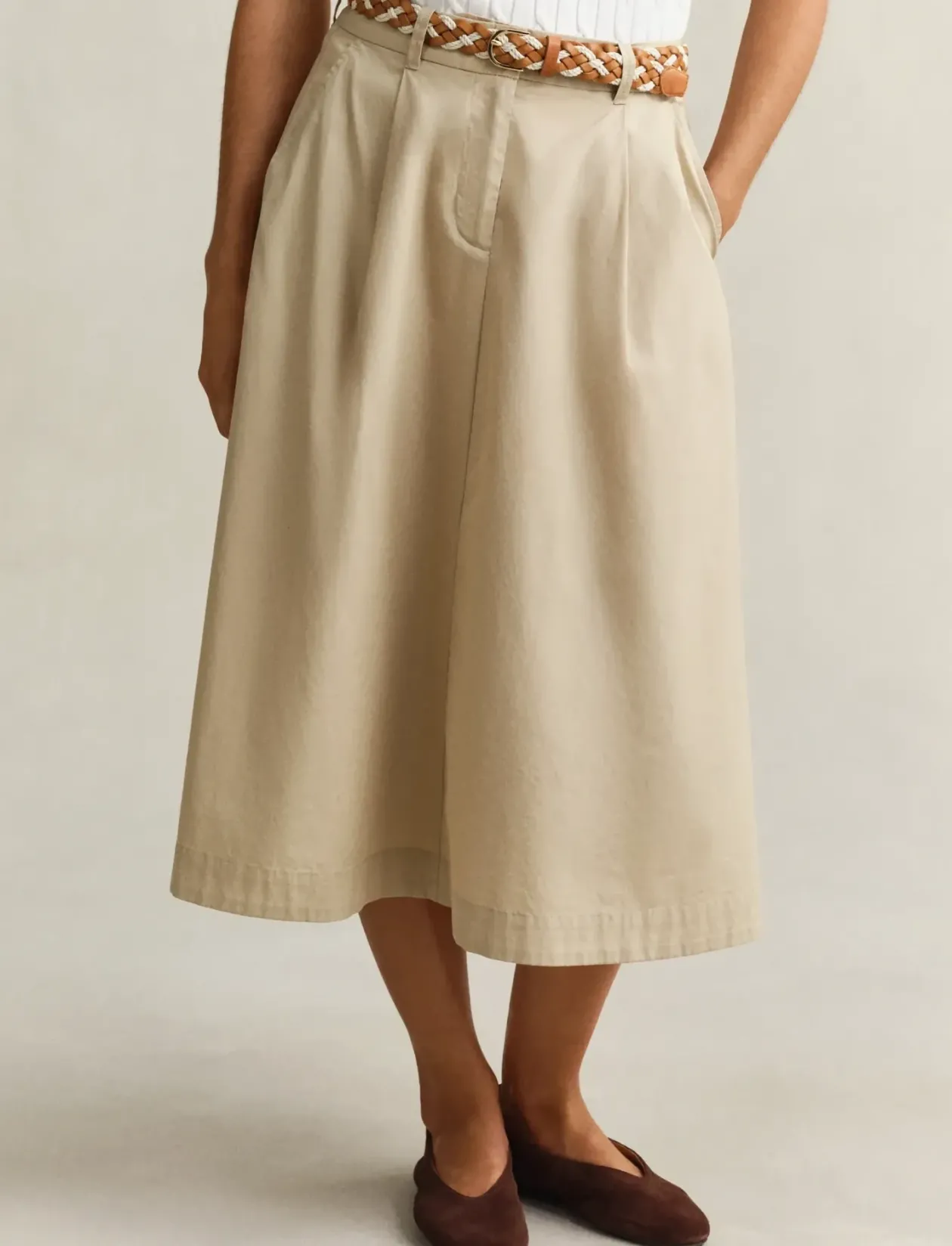 LIGHTWEIGHT PLEATED CHINO SKIRT - Culottes