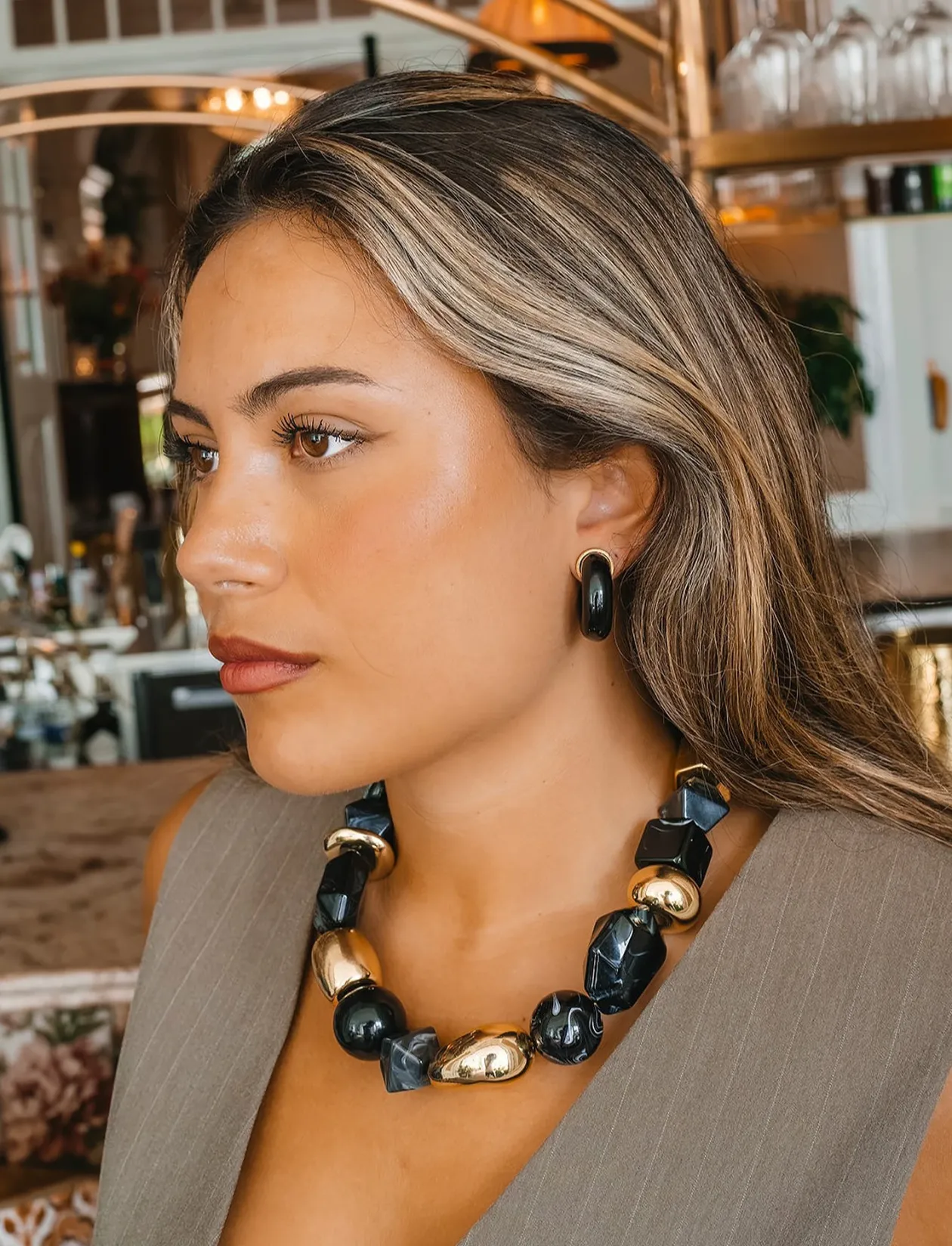 Lolla chunky necklace beige - Statement-halskæder