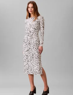 LS RUCHED ASSYM PRINTED MIDI DRE - Midi kjoler