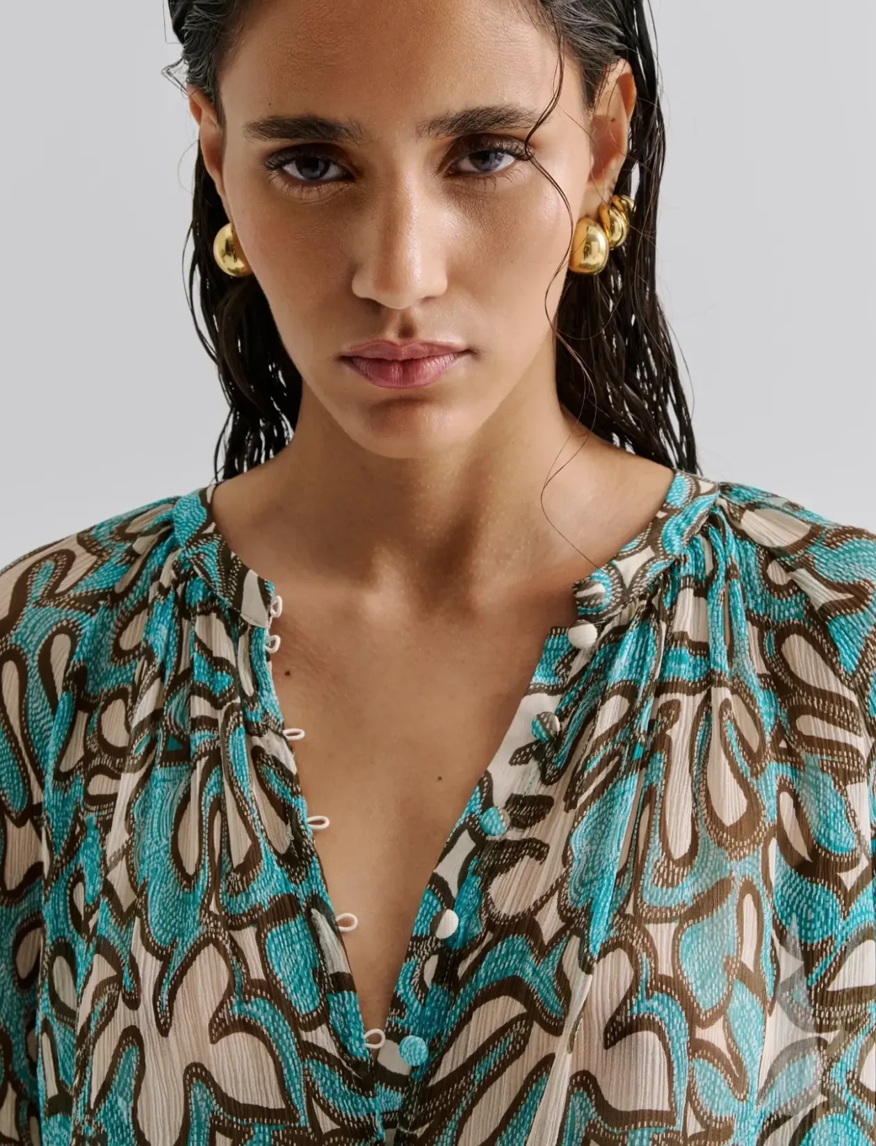 Mareva Silk Chiffon blouse - Langærmede bluser