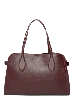 Medium bag with beaten leather effect - Top handle tasker