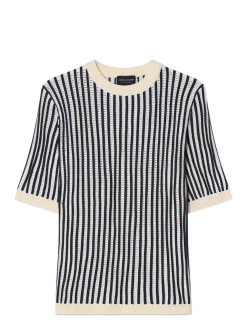 Multi Striped Short Sleeve Knitted Sweater - Strik