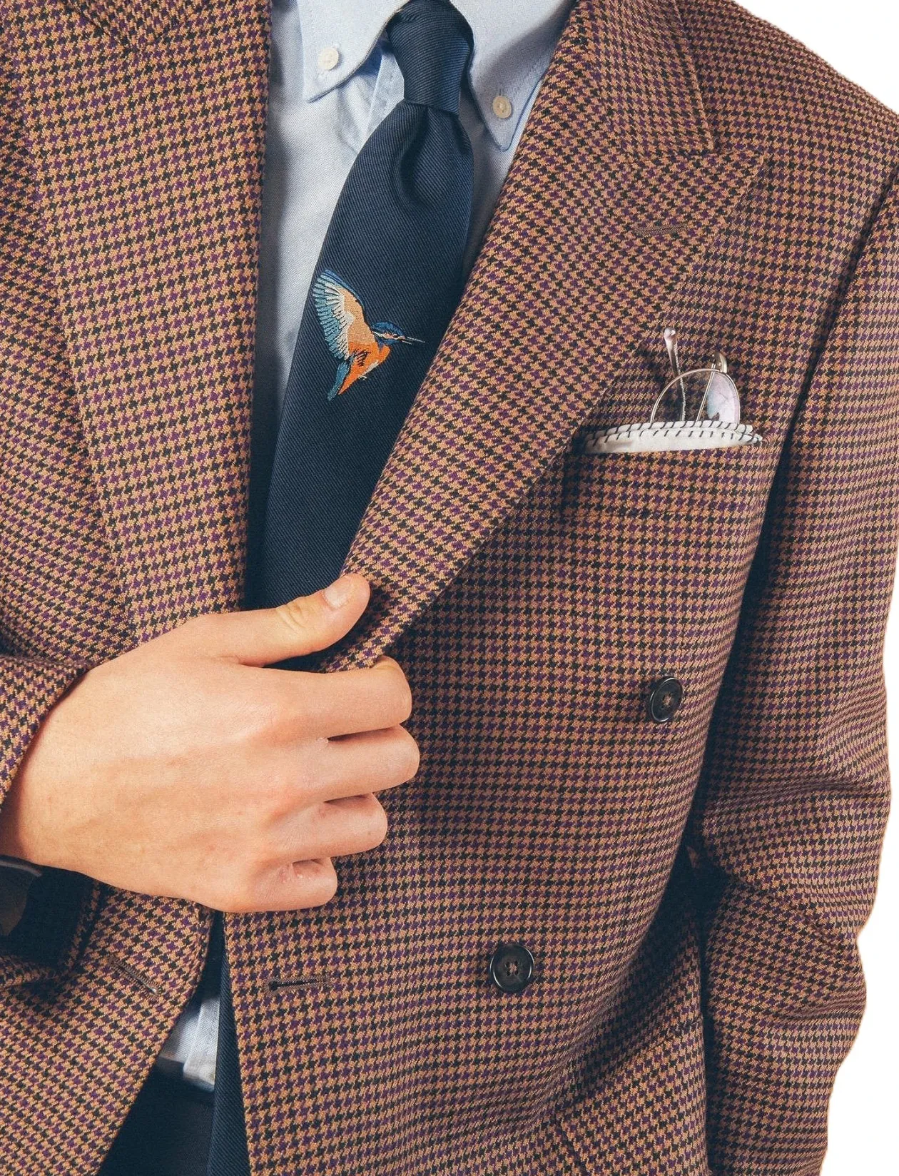 Navy Kingfisher Silk Tie - Slips