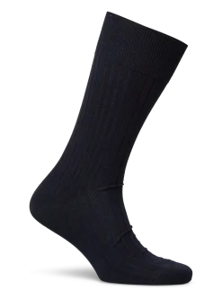 Navy Ribbed Socks - Sokker