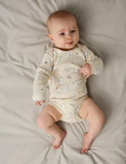 NBFBODY 3P LS SUMMR SAND RABBIT NOOS - Langærmede bodyer