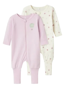 NBFNIGHTSUIT 2P ZIP FF JET DOT NOOS - One-sie