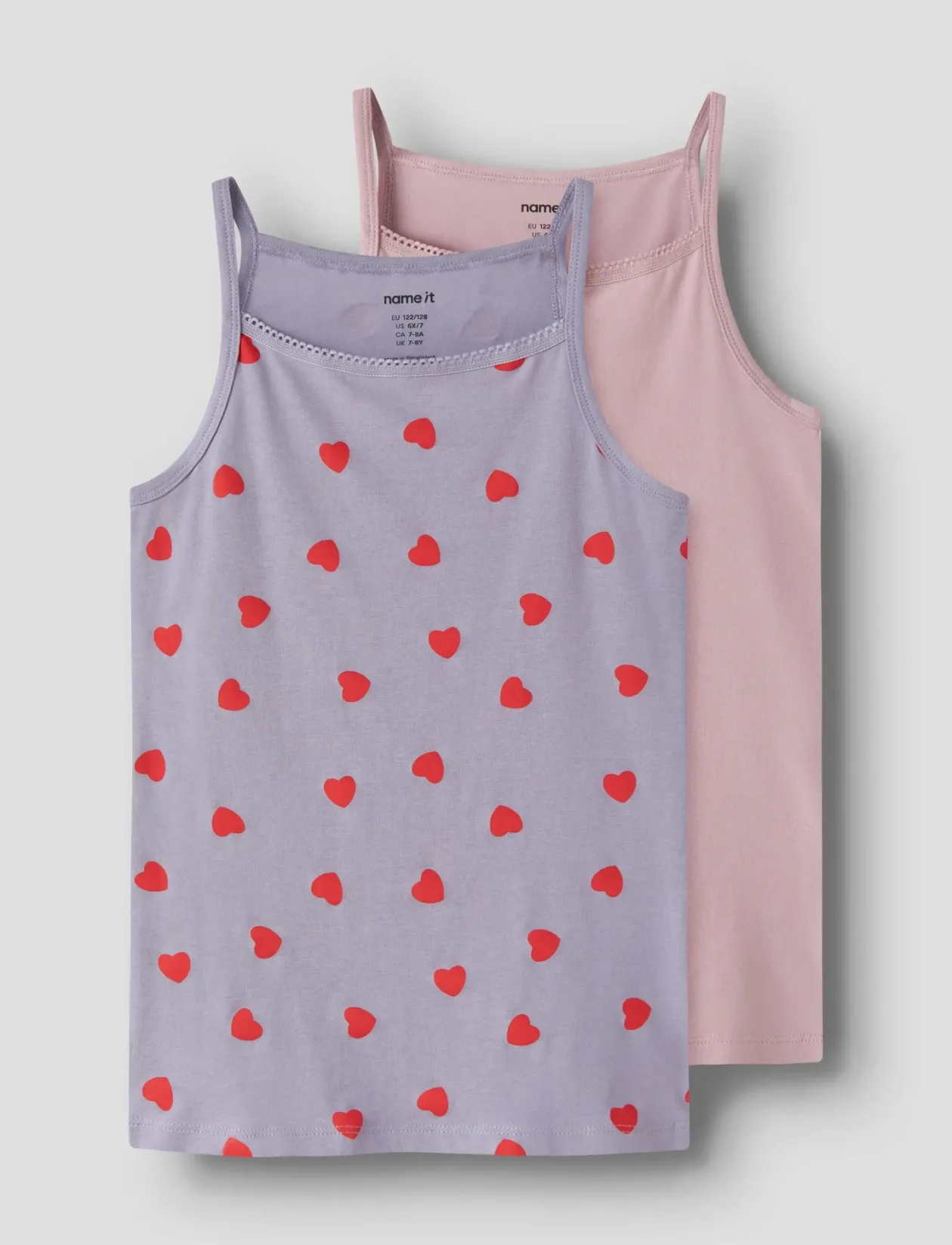 NKFSTRAP TOP 2P LAVENDER HEARTS NOOS - Overdele
