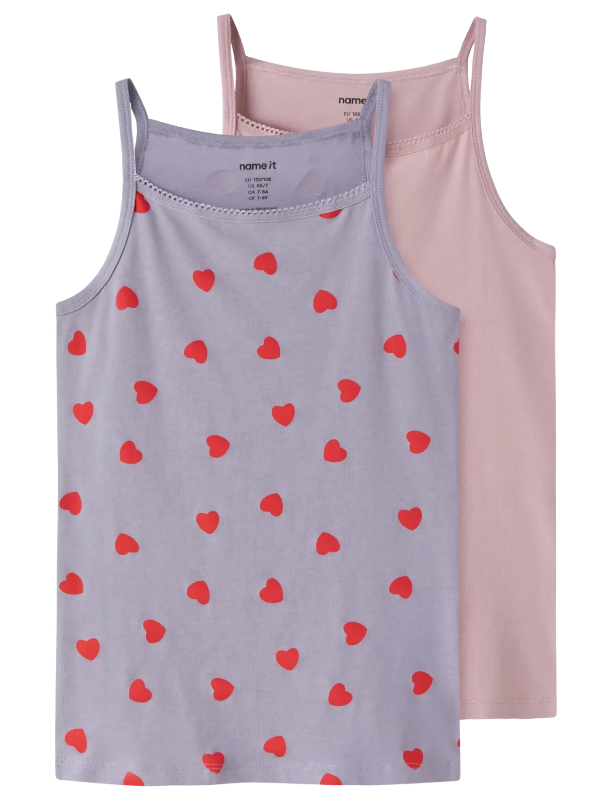 NKFSTRAP TOP 2P LAVENDER HEARTS NOOS - Overdele