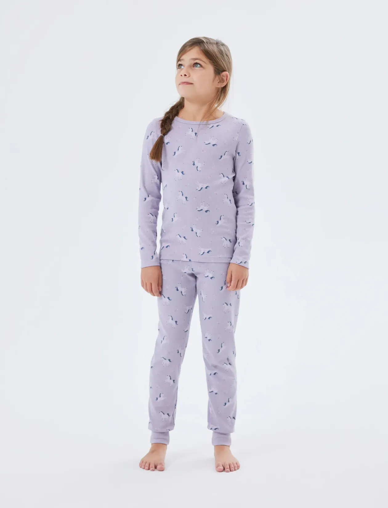 NMFNIGHTSET LAVENDER UNICORN RIB NOOS - Sæt