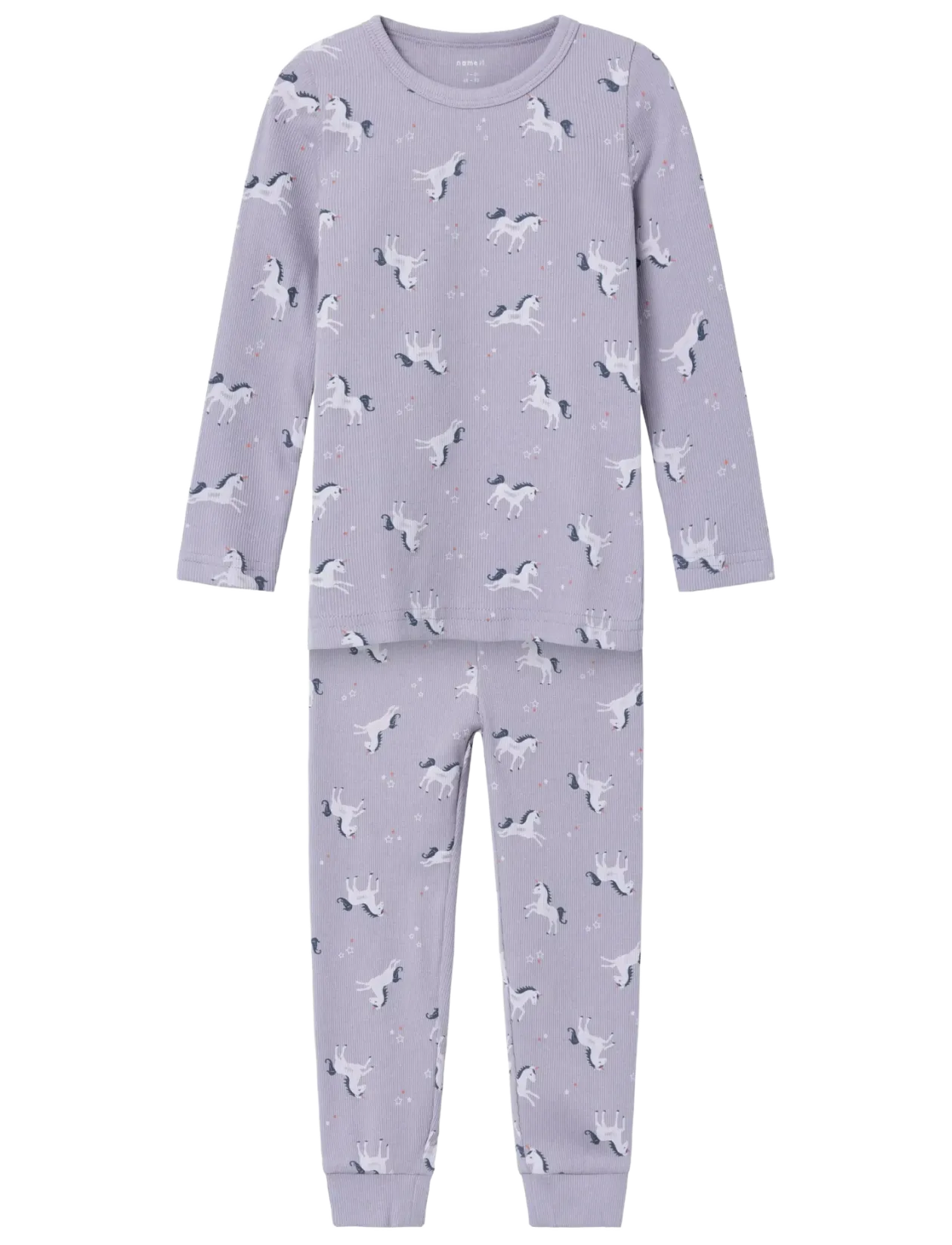 NMFNIGHTSET LAVENDER UNICORN RIB NOOS - Sæt