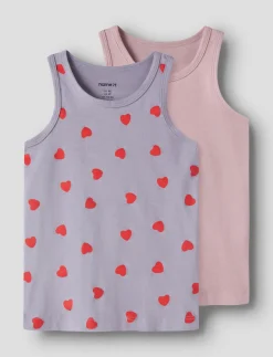 NMFTANK TOP 2P LAVENDER HEARTS NOOS - Ærmeløse