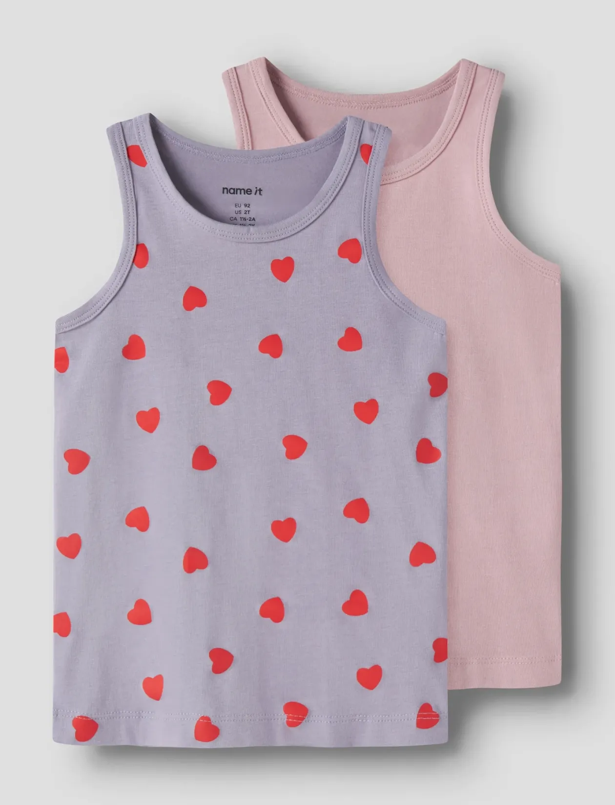 NMFTANK TOP 2P LAVENDER HEARTS NOOS - Ærmeløse