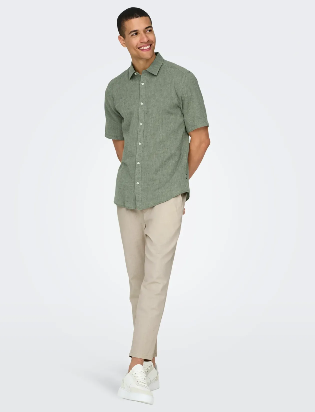 ONSCAIDEN LIFE SS SOLID LINEN BLEND NOOS - Hørskjorter