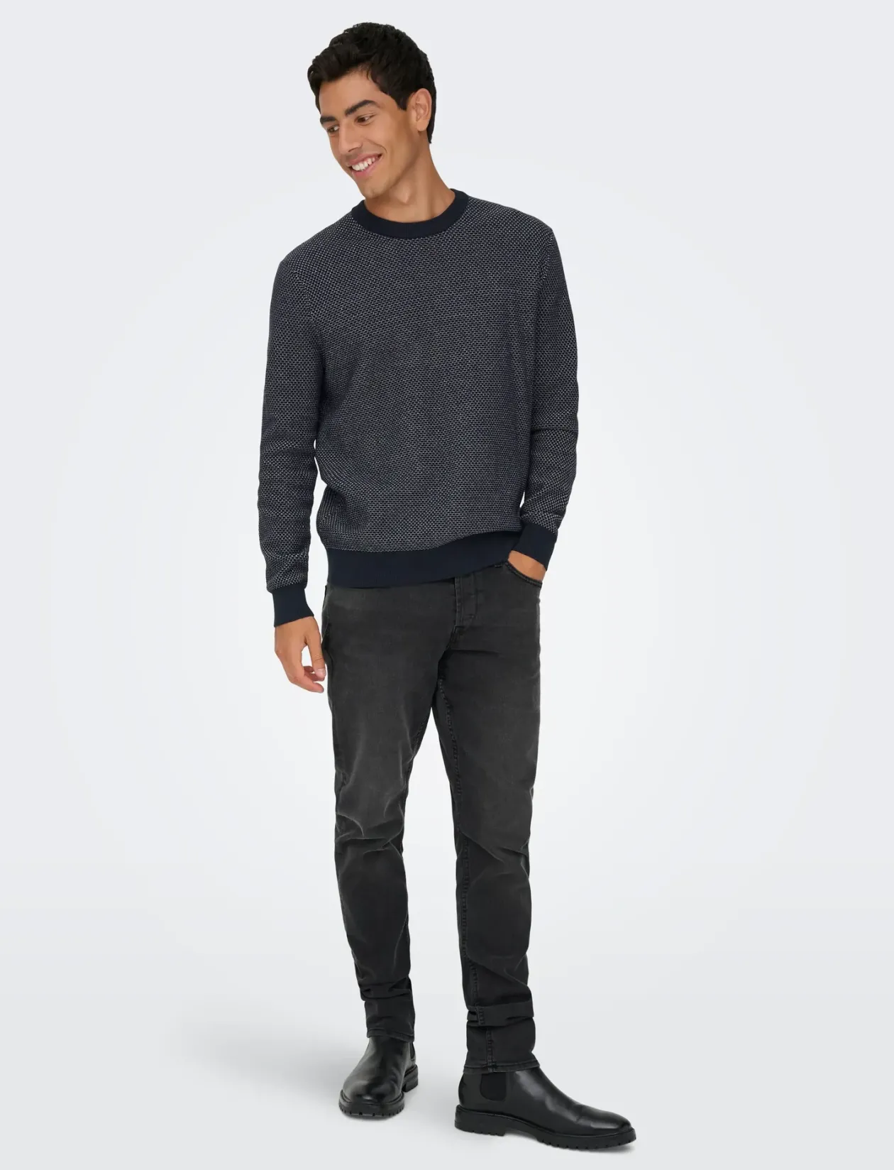 ONSMORGAN 12 STRUCTURE CREW KNIT NOOS - Rund hals