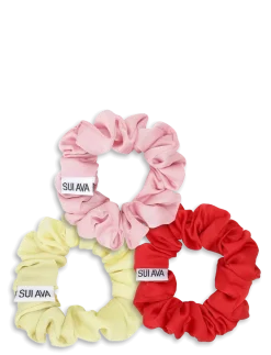 3-Pack Ruched Ribbon Scrunchies - Scrunchies