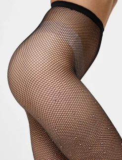 PCCLAIRE FISHNET GLITTER TIGHTS D2D - Kvinder