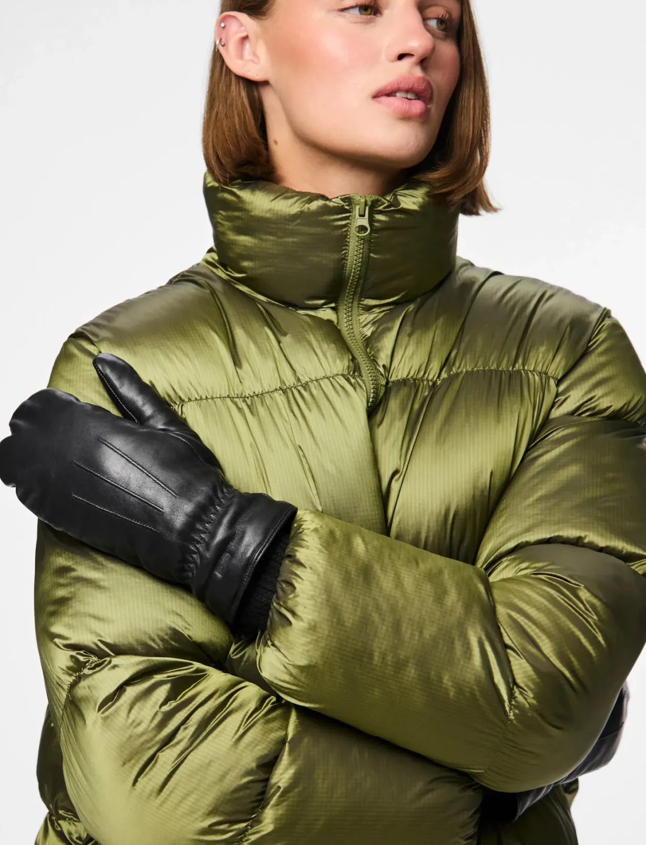 PCNELLIE LEATHER MITTENS NOOS - Luffer