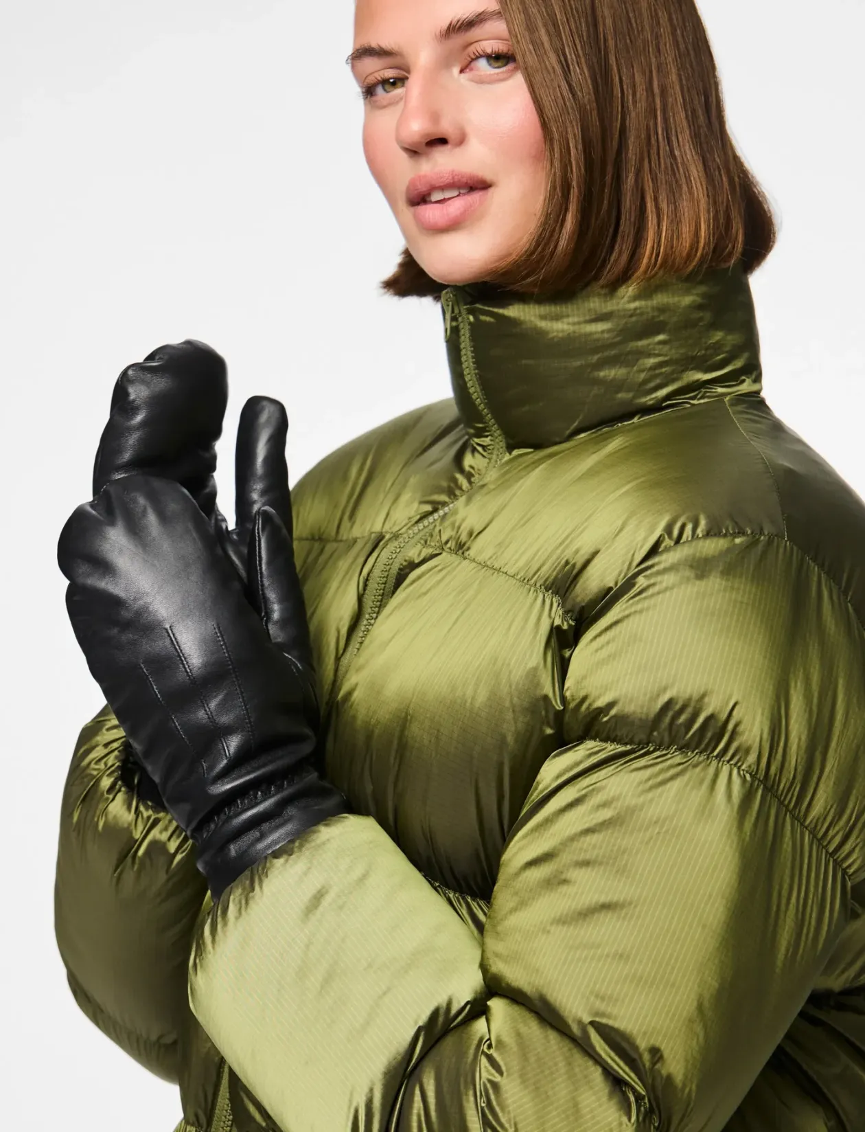 PCNELLIE LEATHER MITTENS NOOS - Luffer