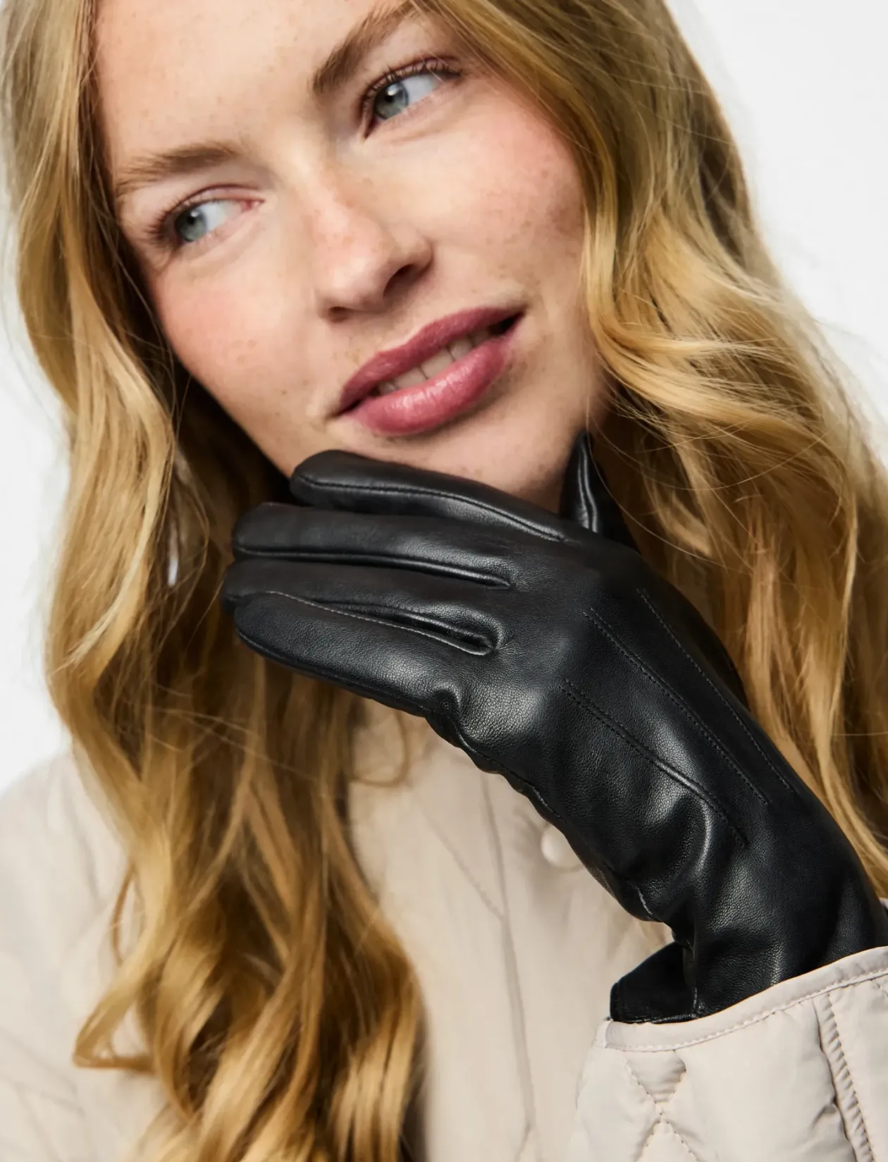 PCNELLIE LEATHER SMART GLOVE NOOS - Handsker & Vanter