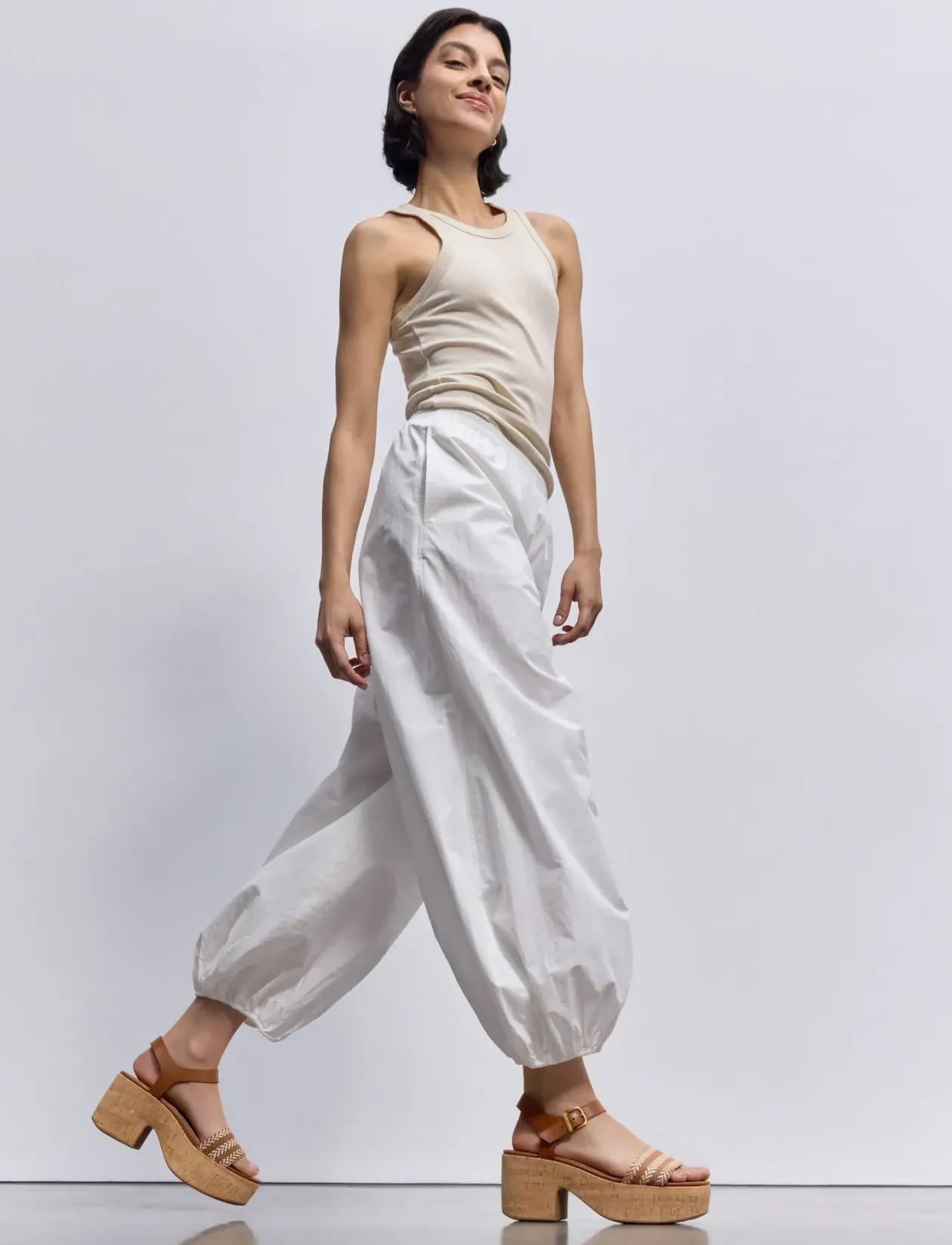 PLATFFORMS V-WEAVE/LEATHER HEELED A/STRAP SANDALS - Platformsandaler