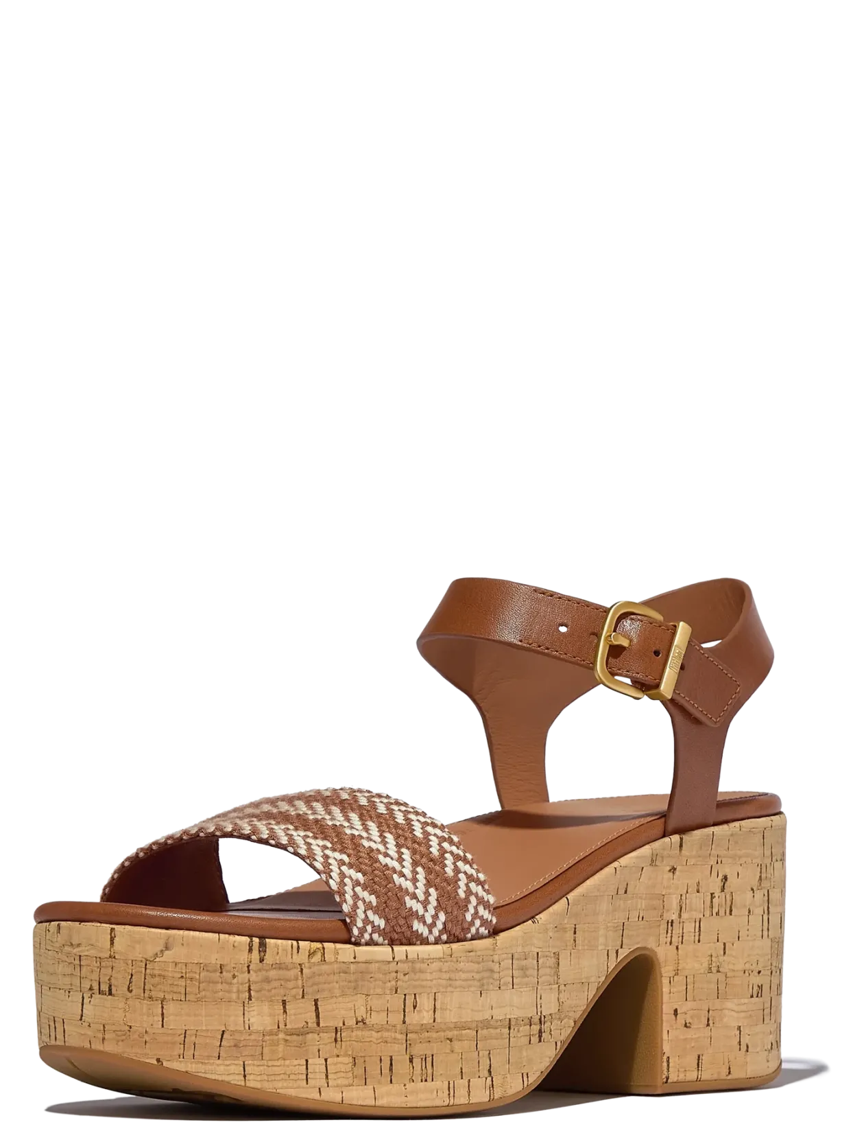 PLATFFORMS V-WEAVE/LEATHER HEELED A/STRAP SANDALS - Platformsandaler