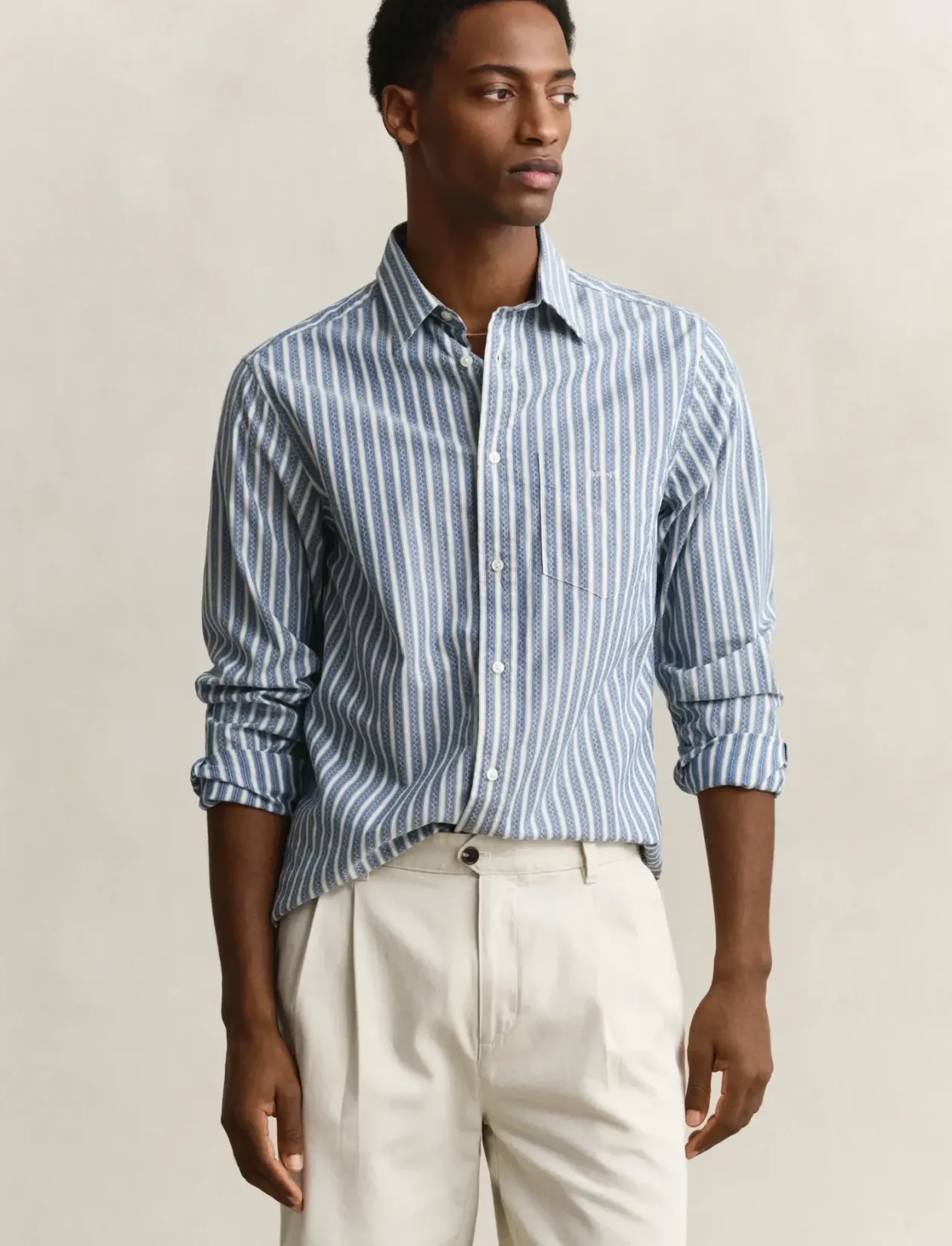 REG DOBBY STRIPE SHIRT - Stribede skjorter