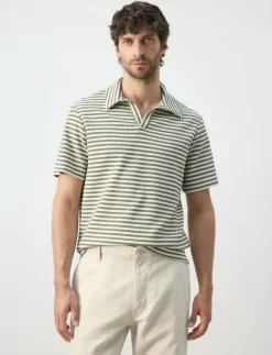 Regular fit textured stripe polo - Kortærmede