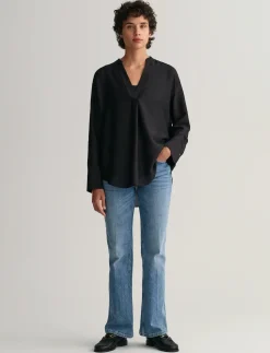 RELAXED STAND COLLAR BLOUSE - Langærmede bluser