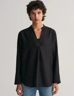 RELAXED STAND COLLAR BLOUSE - Langærmede bluser