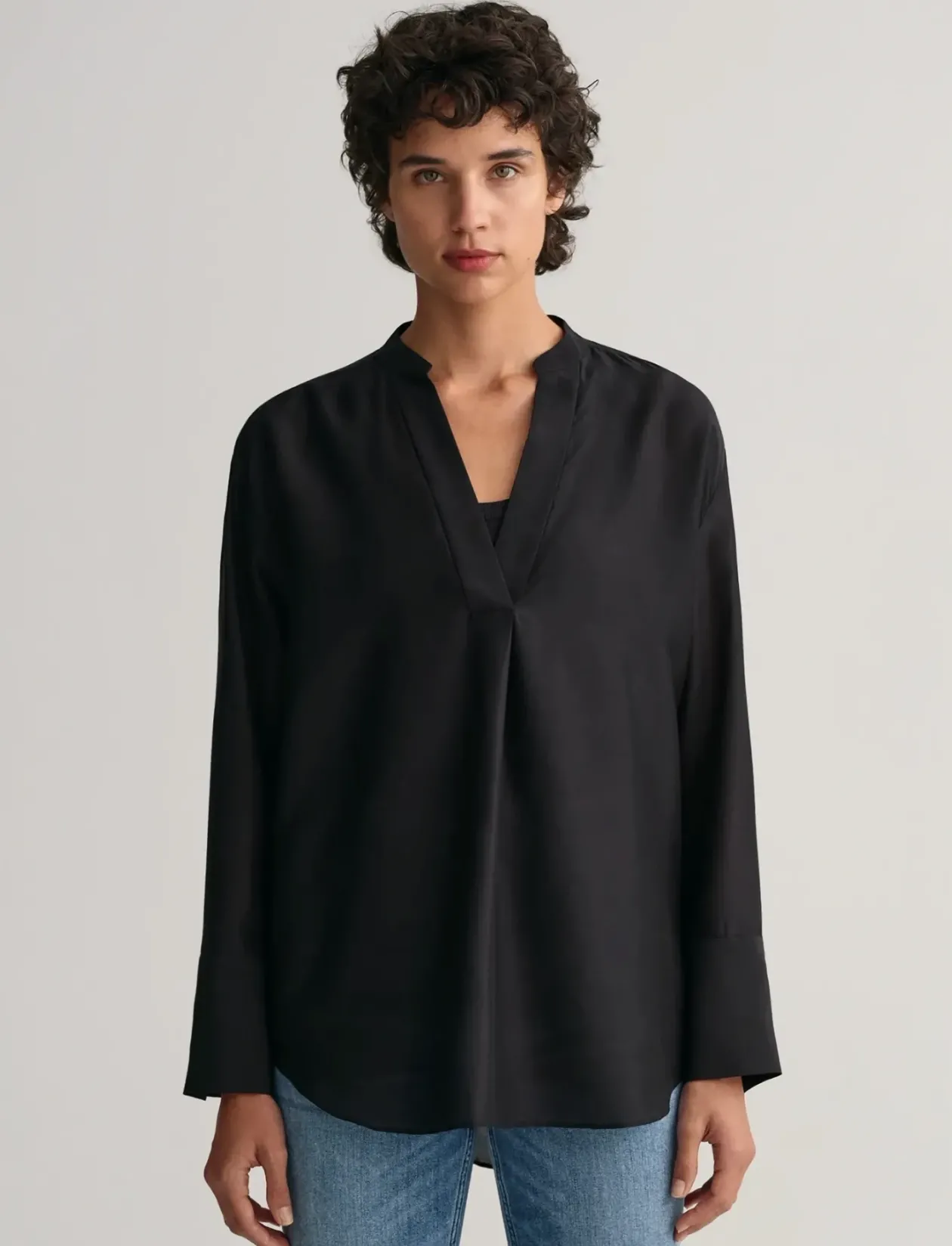 RELAXED STAND COLLAR BLOUSE - Langærmede bluser