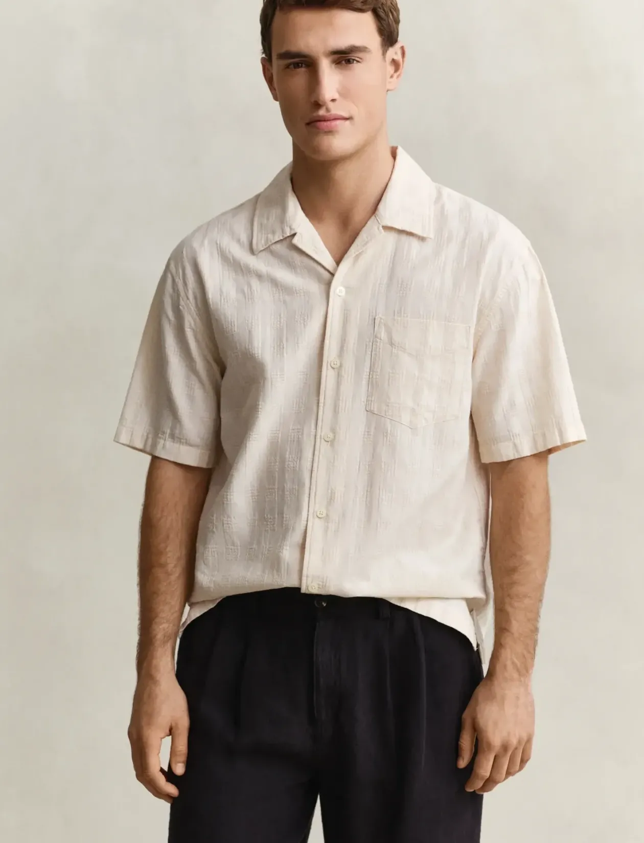REL TEXTURE CHECK SHIRT - Kortærmede
