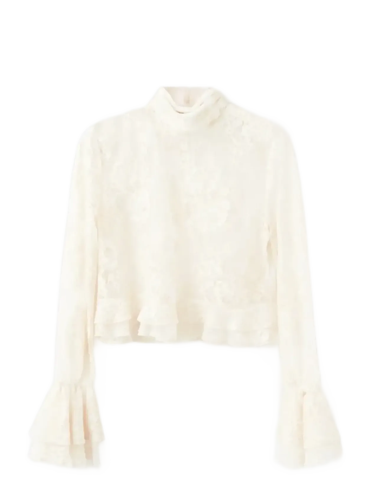 Ruffled embroidered blouse - Langærmede bluser