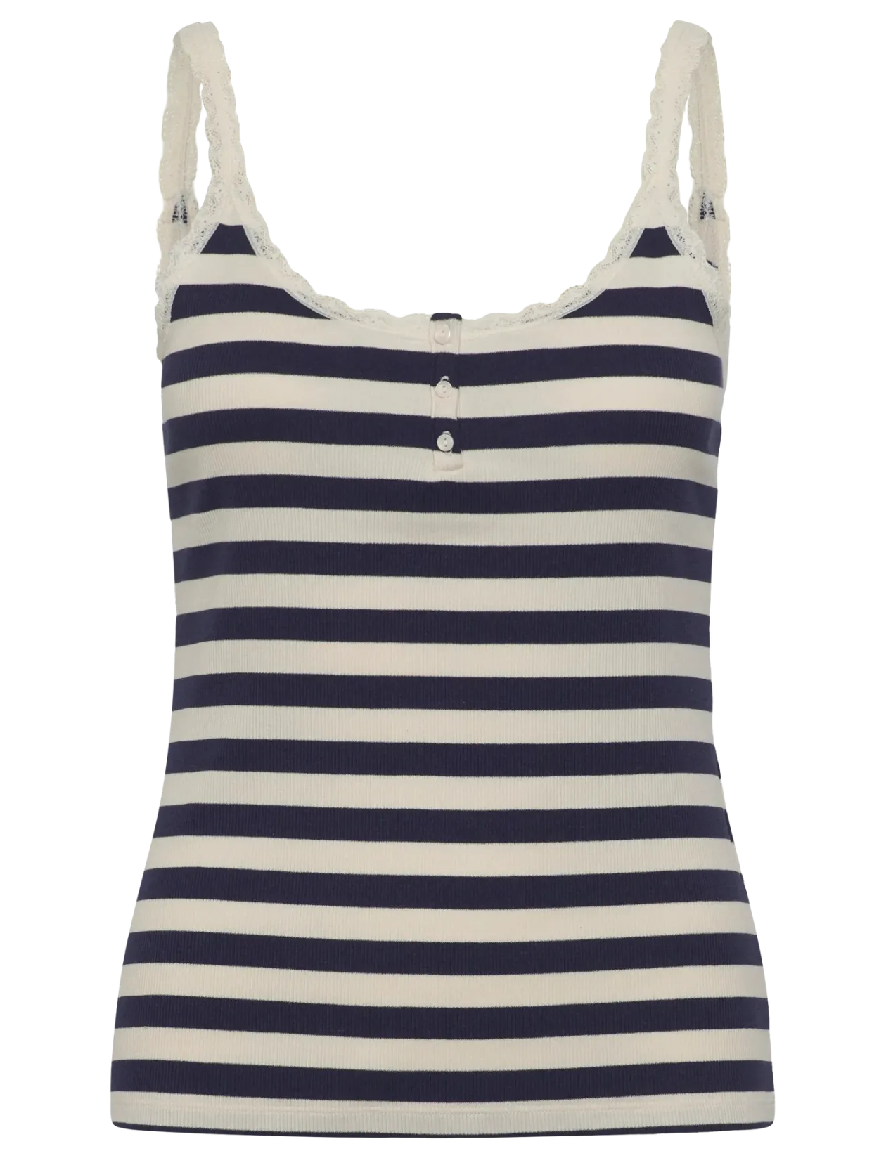 SINGLET JERSEY RIB LACE STRIPE - Overdele