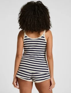 SINGLET JERSEY RIB LACE STRIPE - Overdele