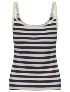 SINGLET JERSEY RIB LACE STRIPE - Overdele