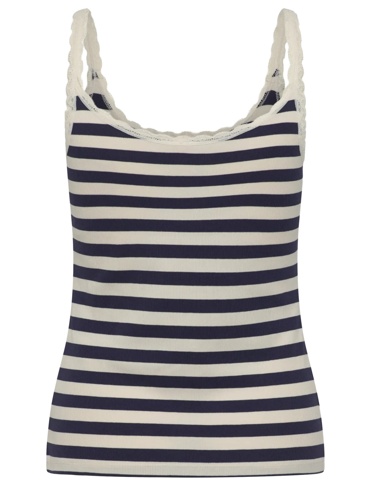 SINGLET JERSEY RIB LACE STRIPE - Overdele