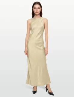 Sleeveless Fitted Satin Dress - Maxikjoler