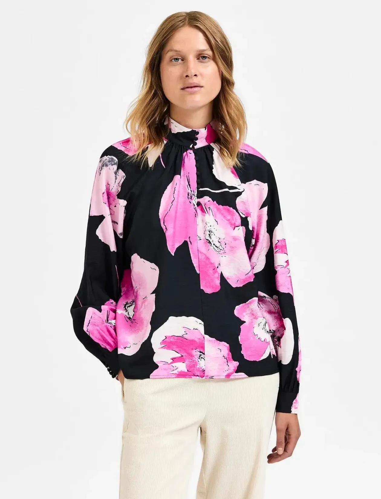 SLFAURA LS BUTTONED TOP B - Langærmede bluser