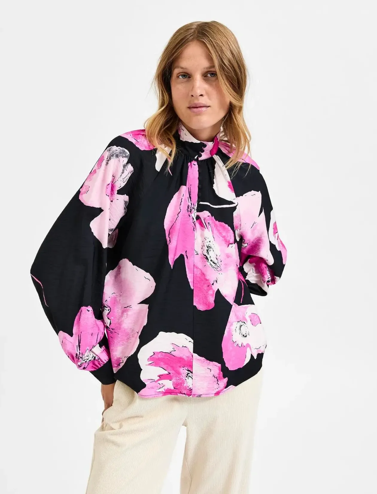SLFAURA LS BUTTONED TOP B - Langærmede bluser