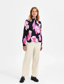 SLFAURA LS BUTTONED TOP B - Langærmede bluser
