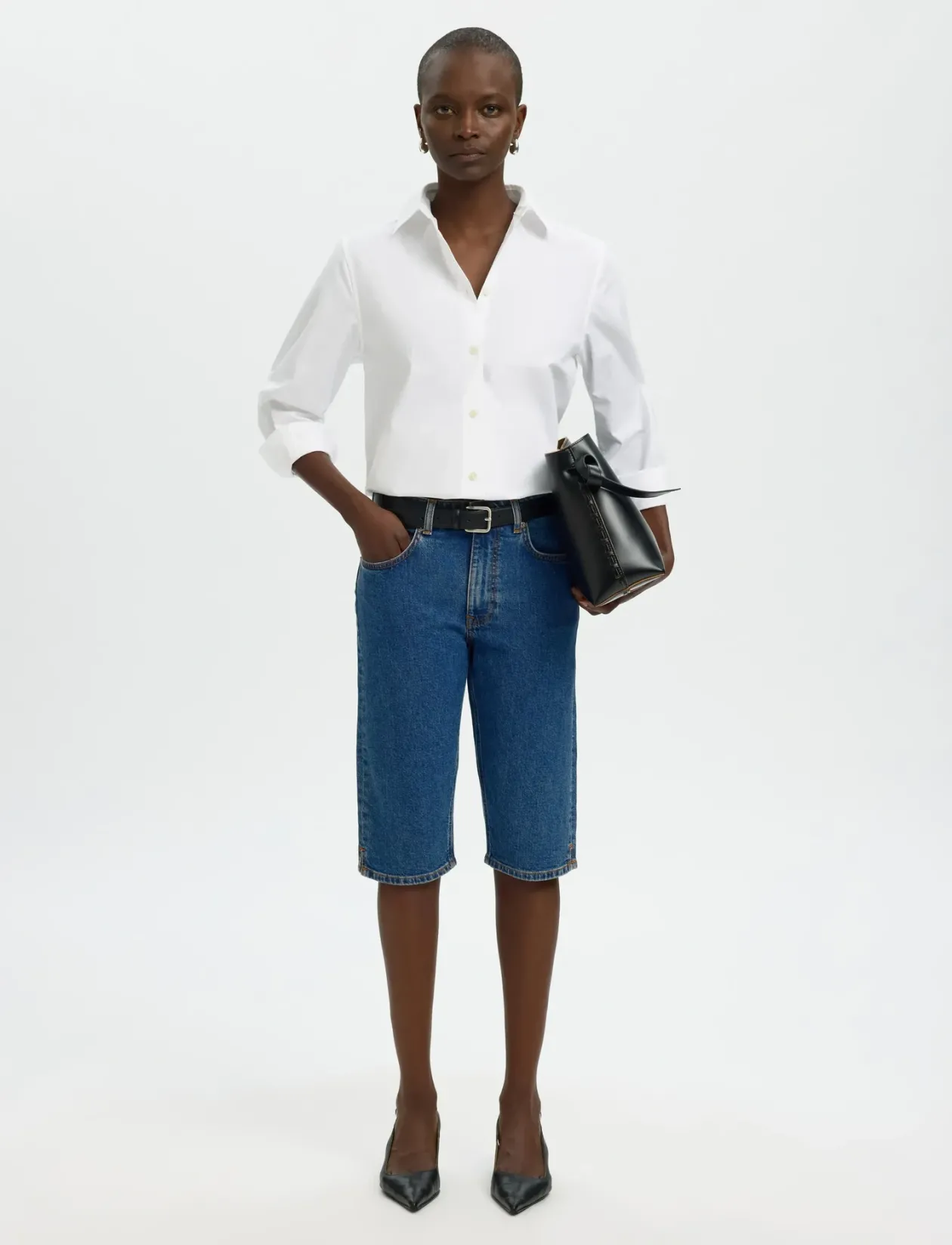 SLFEVA MW DENIM CAPRI - Capri bukser