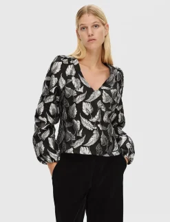 SLFPAULA SILVER LEAF LS TOP B - Langærmede bluser