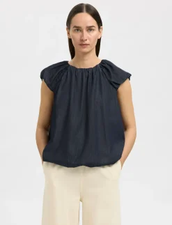 SLFRILLO CAP SLEEVE DENIM TOP - T-shirts