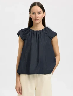 SLFRILLO CAP SLEEVE DENIM TOP - T-shirts